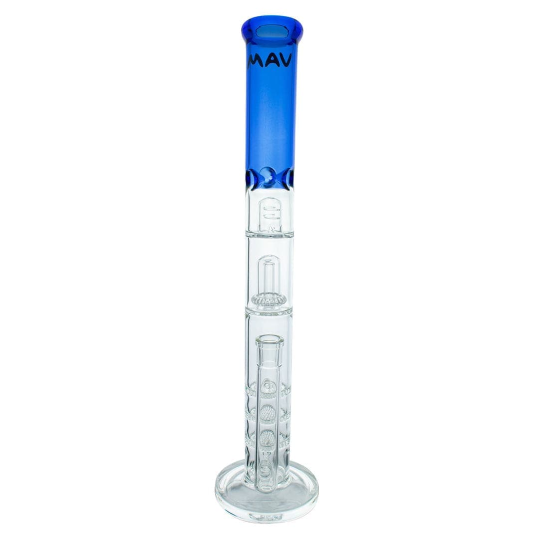 MAV Glass Bong Ink Blue Inline to Triple Honeycomb to UFO Straight Tube Bong