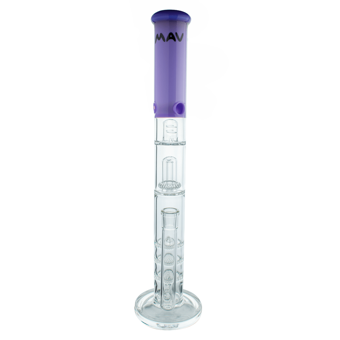 MAV Glass Bong Purple Inline to Triple Honeycomb to UFO Straight Tube Bong