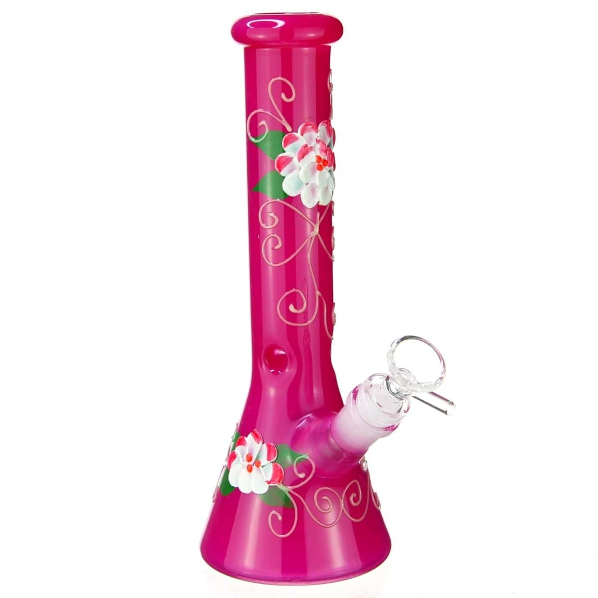 Benext Generation Glass Pink Glow in the Dark Impasto Flower Beaker