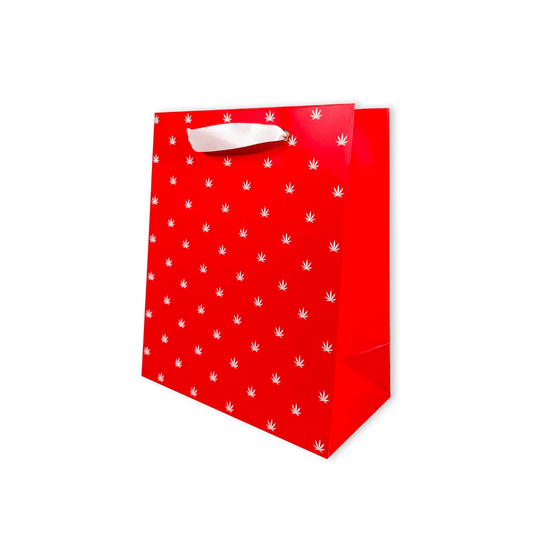 KushKards Gift Bag & Tissue Gift Bag Only Red & White Pot Leaf Print Gift Bag
