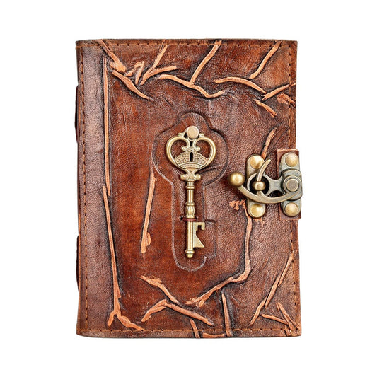 Gift Guru Key To the City Embossed Leather Journal w/ Metal Key Accent - 5"x7"