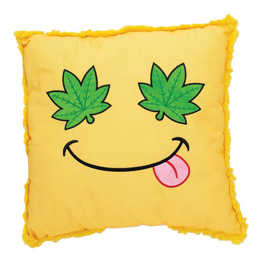 Daily High Club Green Leaf Smiley Face Plush Pillow