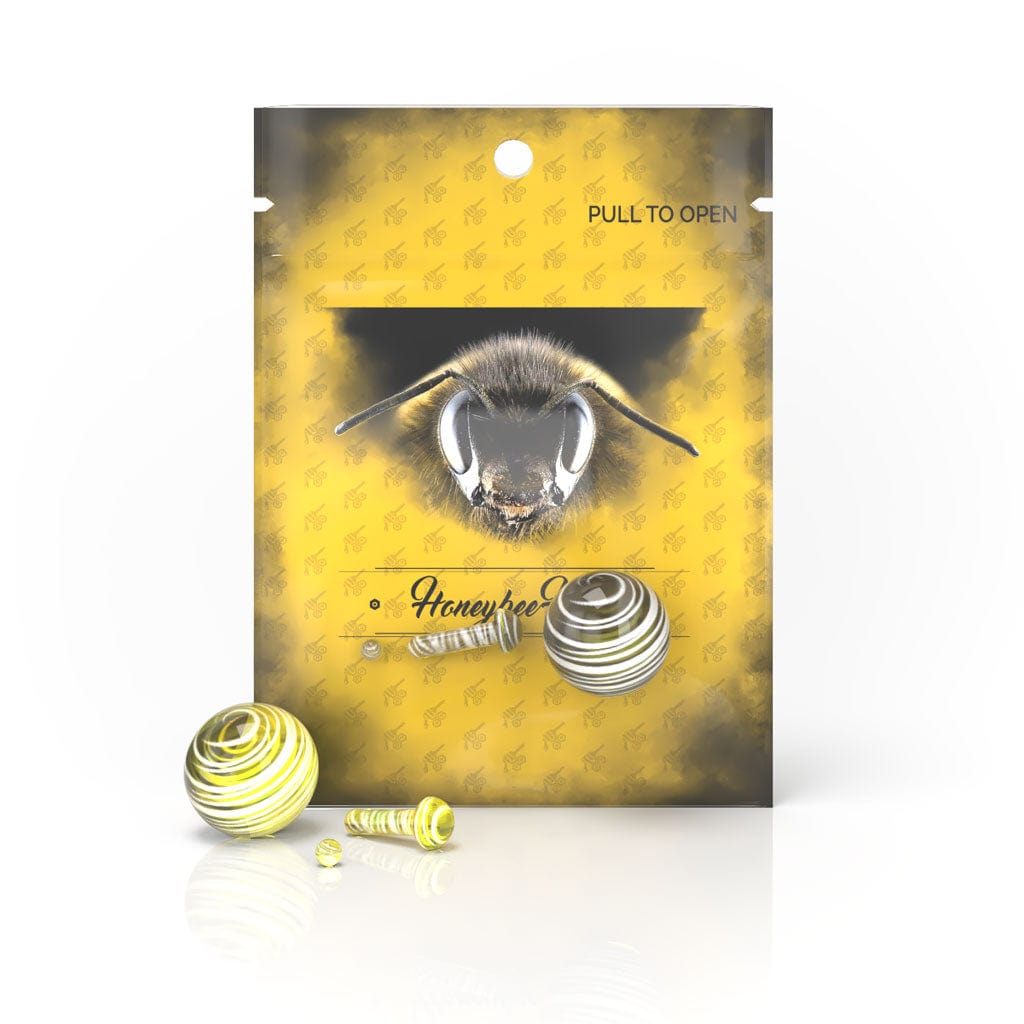 Honeybee Herb Dab Nail YELLOW Glass Mushroom Pillar Terp Set