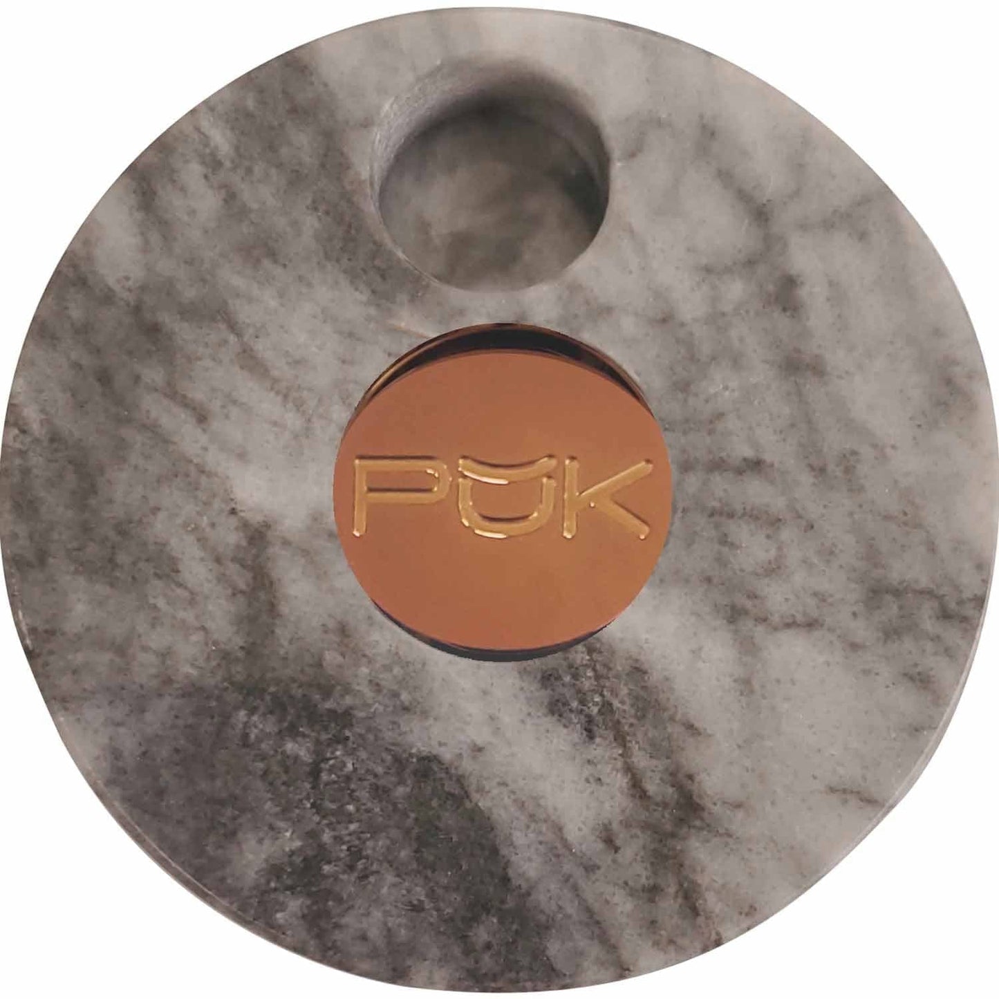 PUK ONLINE STORE Grey Stone PŬK with Rose Bronze Center Marble PŬK Cannabis Container and Smoking Device