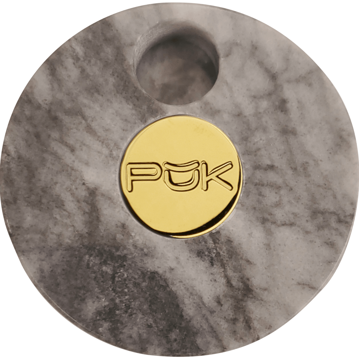PUK ONLINE STORE Grey Stone PŬK with Gold Center Marble PŬK Cannabis Container and Smoking Device