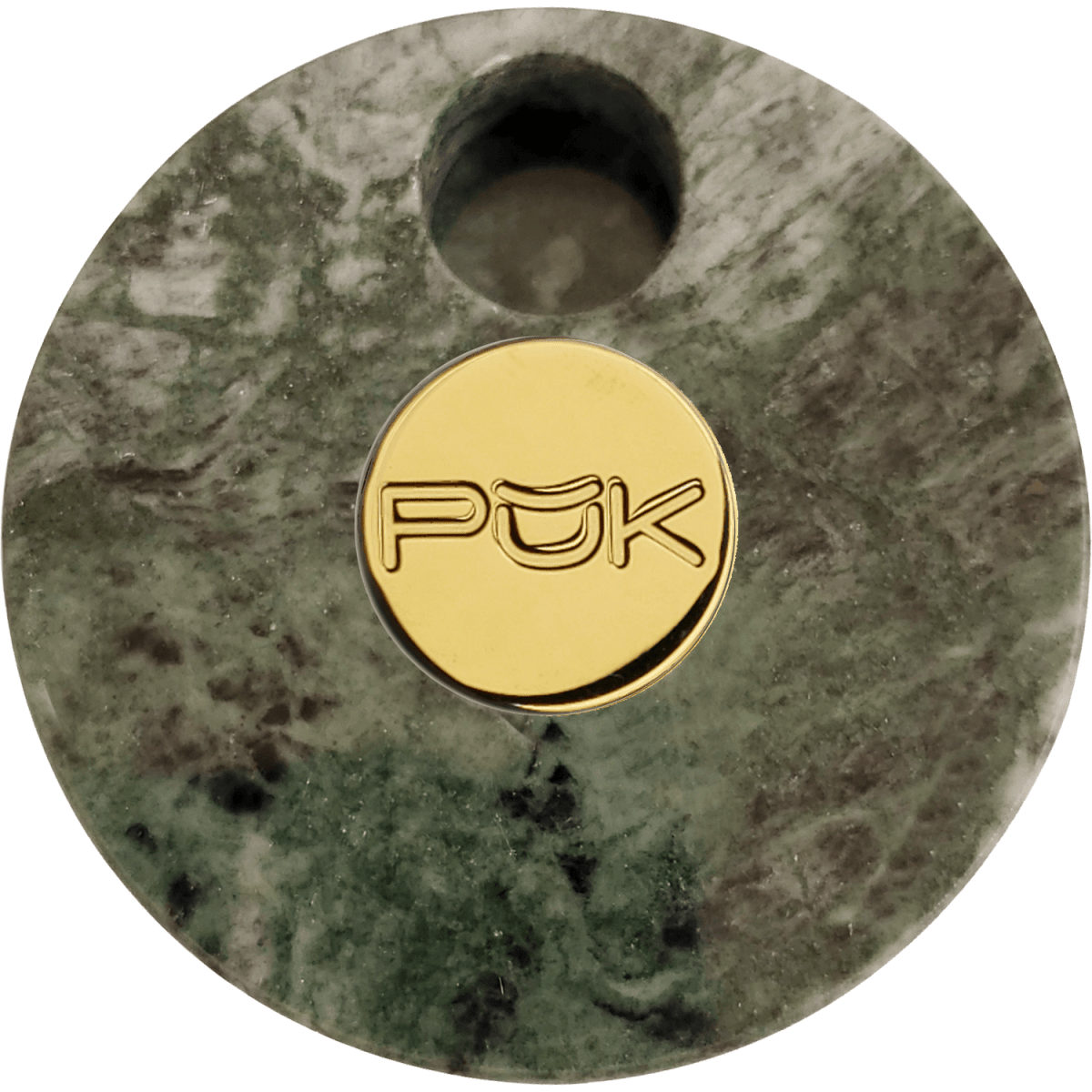 PUK ONLINE STORE Green Stone PŬK with Gold Center Marble PŬK Cannabis Container and Smoking Device