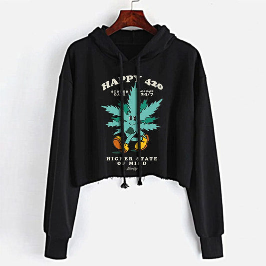 StonerDays crop top hoodie SMALL Happy 420 Crop Top Hoodie
