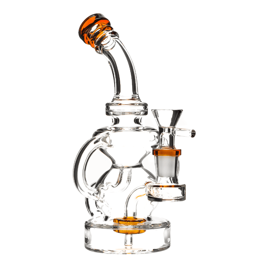 HB King Water Pipe Amber HB King 8" Hourglass Tubed Perc Water Pipe