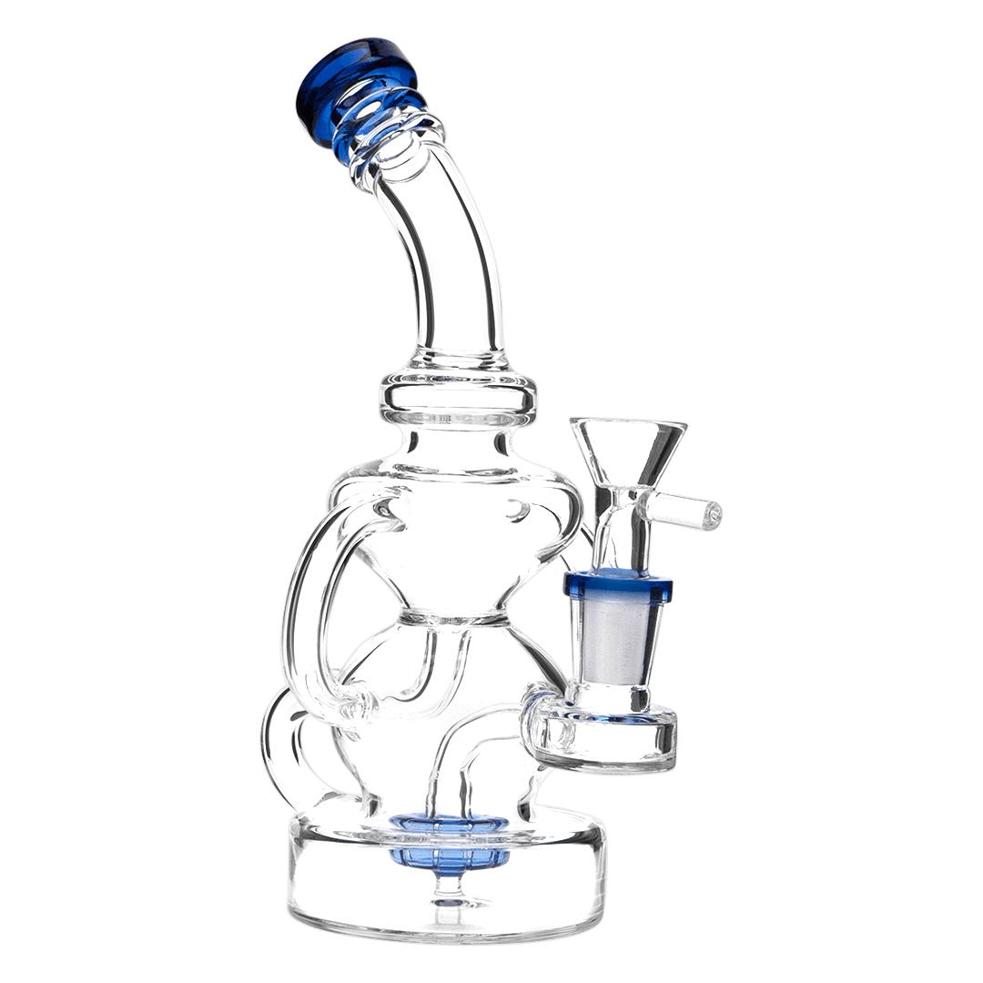 HB King Water Pipe Bright Blue HB King 8" Hourglass Tubed Perc Water Pipe