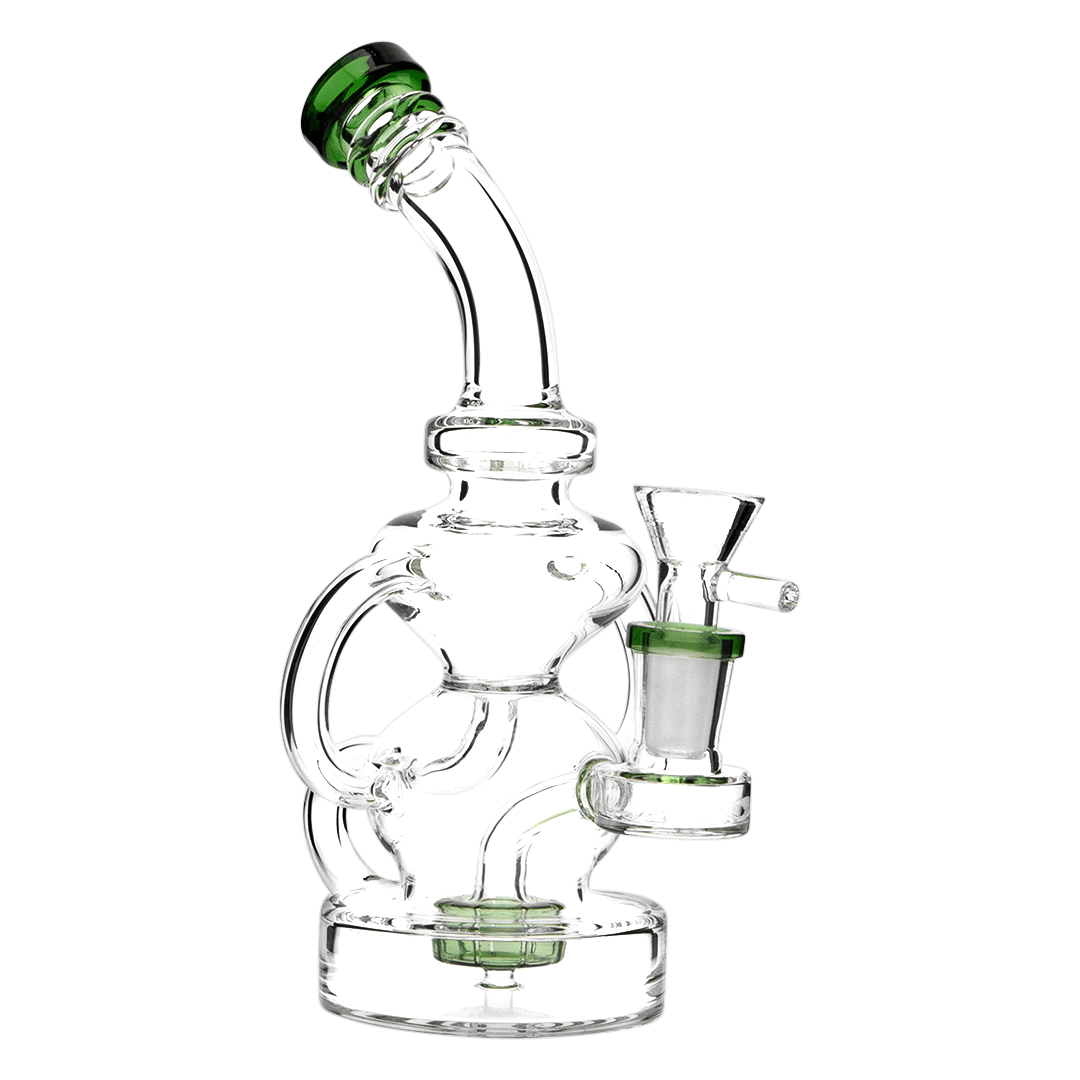 HB King Water Pipe Green HB King 8" Hourglass Tubed Perc Water Pipe
