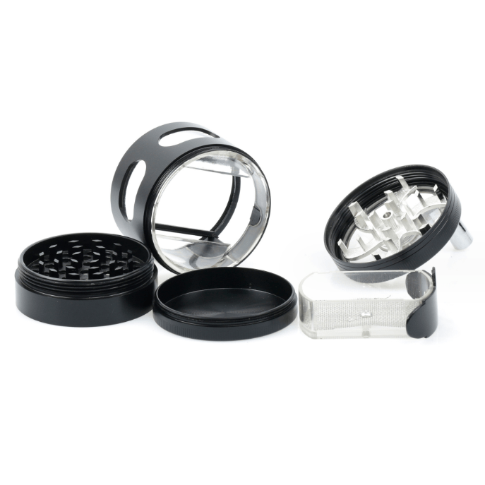 Cloud 8 Smoke Accessory Grinder 3.5" 4 Piece Hand Crank Grinder with Chamber Window