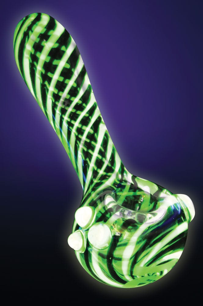 Gift Guru Hand Pipe Pulsar UV Candy Stripe Spoon Pipe - 4.5" / Colors Vary