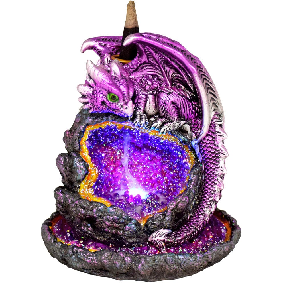 Gift Guru Incense Burner Purple Dragon Backflow Incense Burner w/ LED Lights