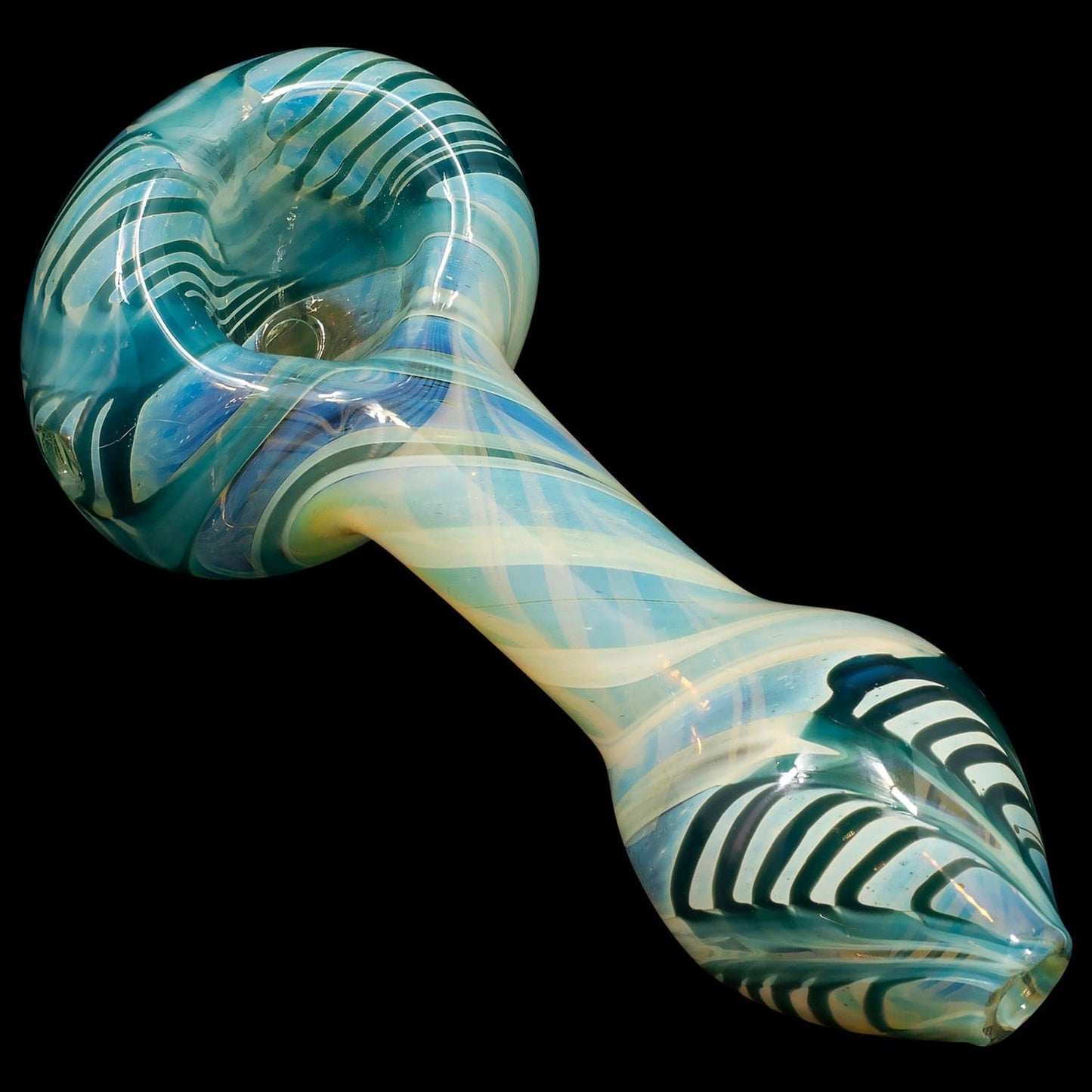 LA Pipes Hand Pipe Teal / 4.5 Inch "Twisty Cane" Spoon Glass Pipe (Various Colors)