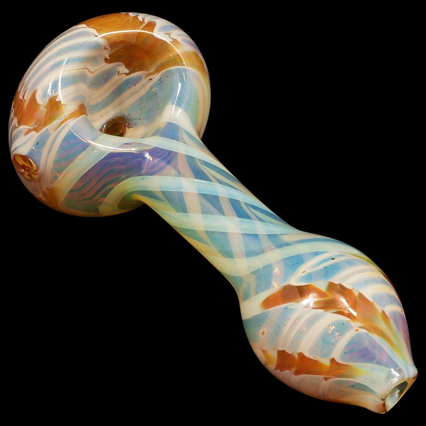 LA Pipes Hand Pipe Ivory / 4.5 Inch "Twisty Cane" Spoon Glass Pipe (Various Colors)