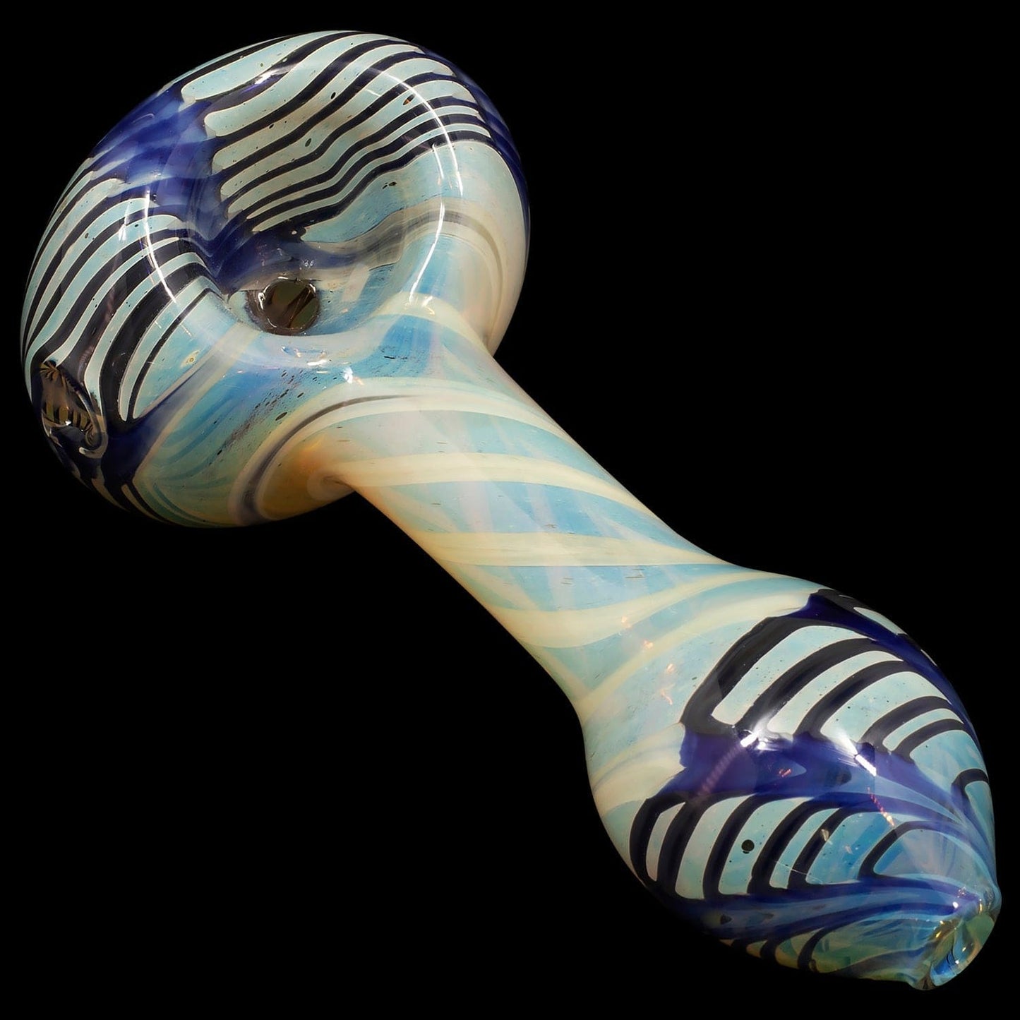 LA Pipes Hand Pipe Blue / 4.5 Inch "Twisty Cane" Spoon Glass Pipe (Various Colors)