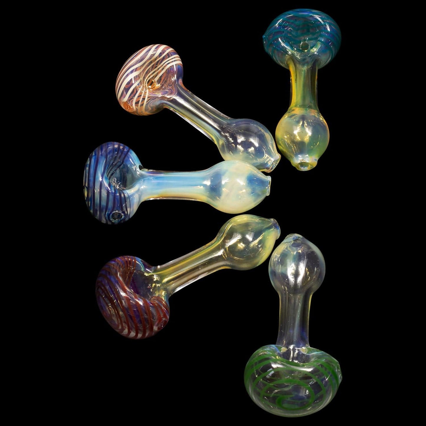 LA Pipes Hand Pipe "Spiral-Head" Color Changing Glass Spoon Pipe
