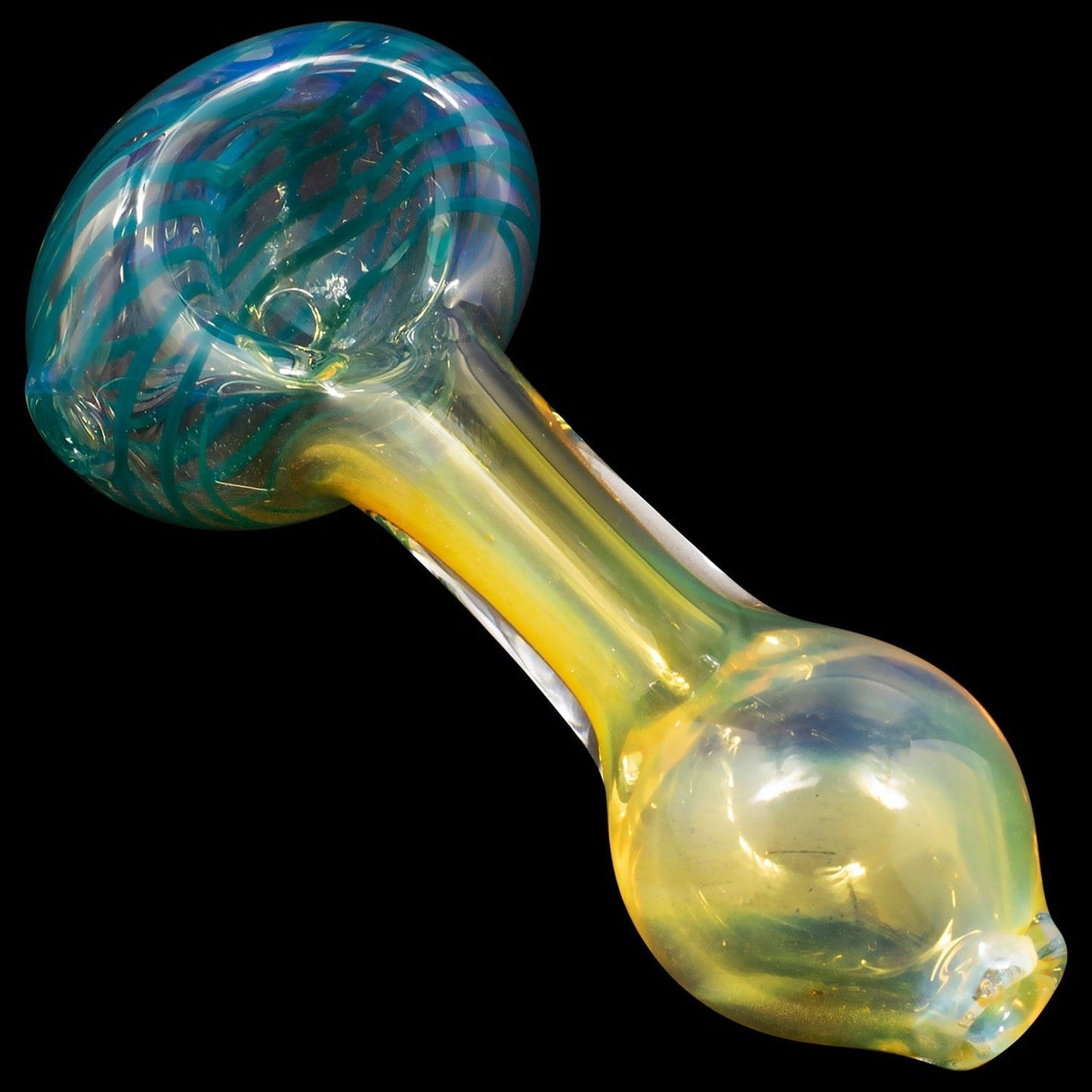 LA Pipes Hand Pipe Teal / Large "Spiral-Head" Color Changing Glass Spoon Pipe