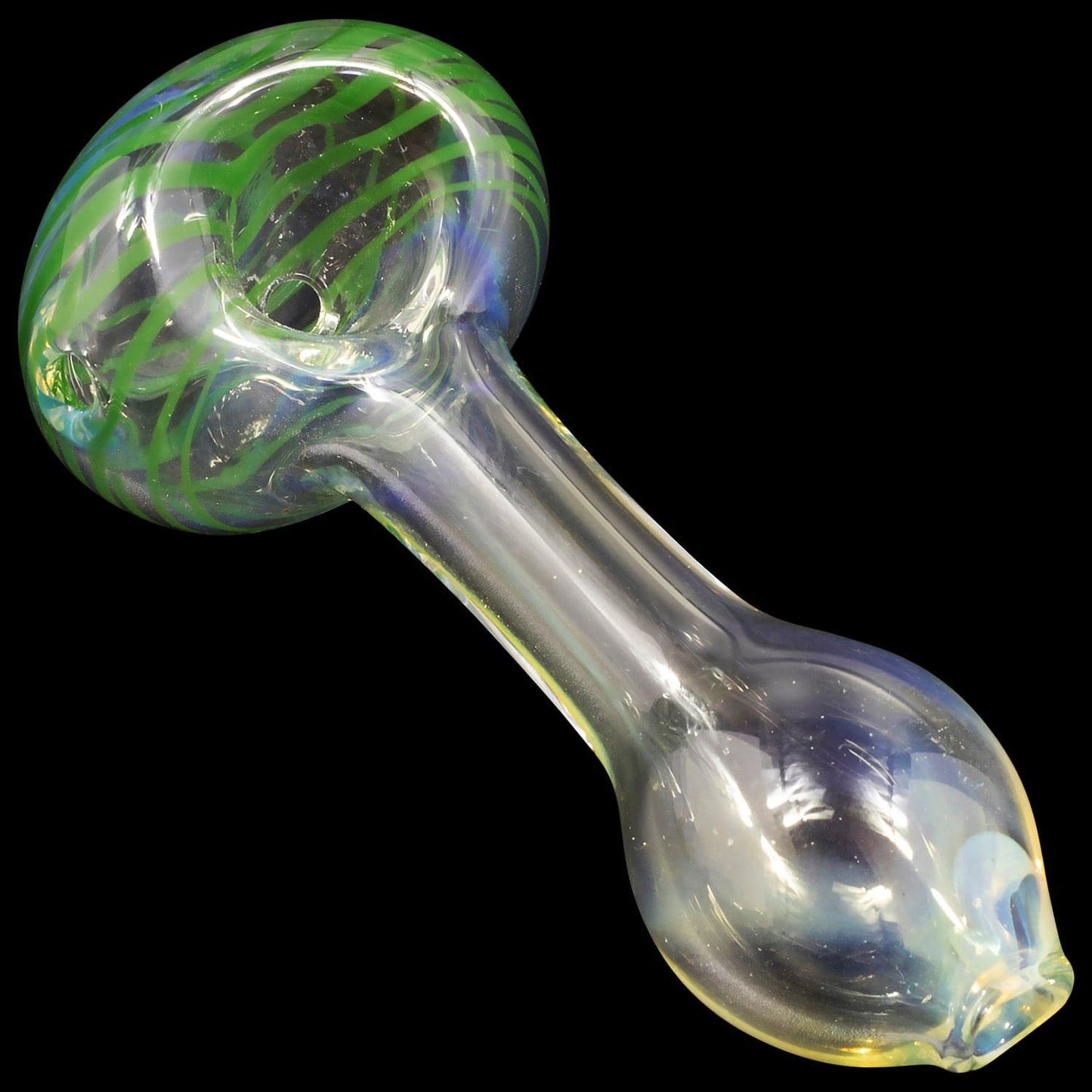 LA Pipes Hand Pipe Green / Large "Spiral-Head" Color Changing Glass Spoon Pipe