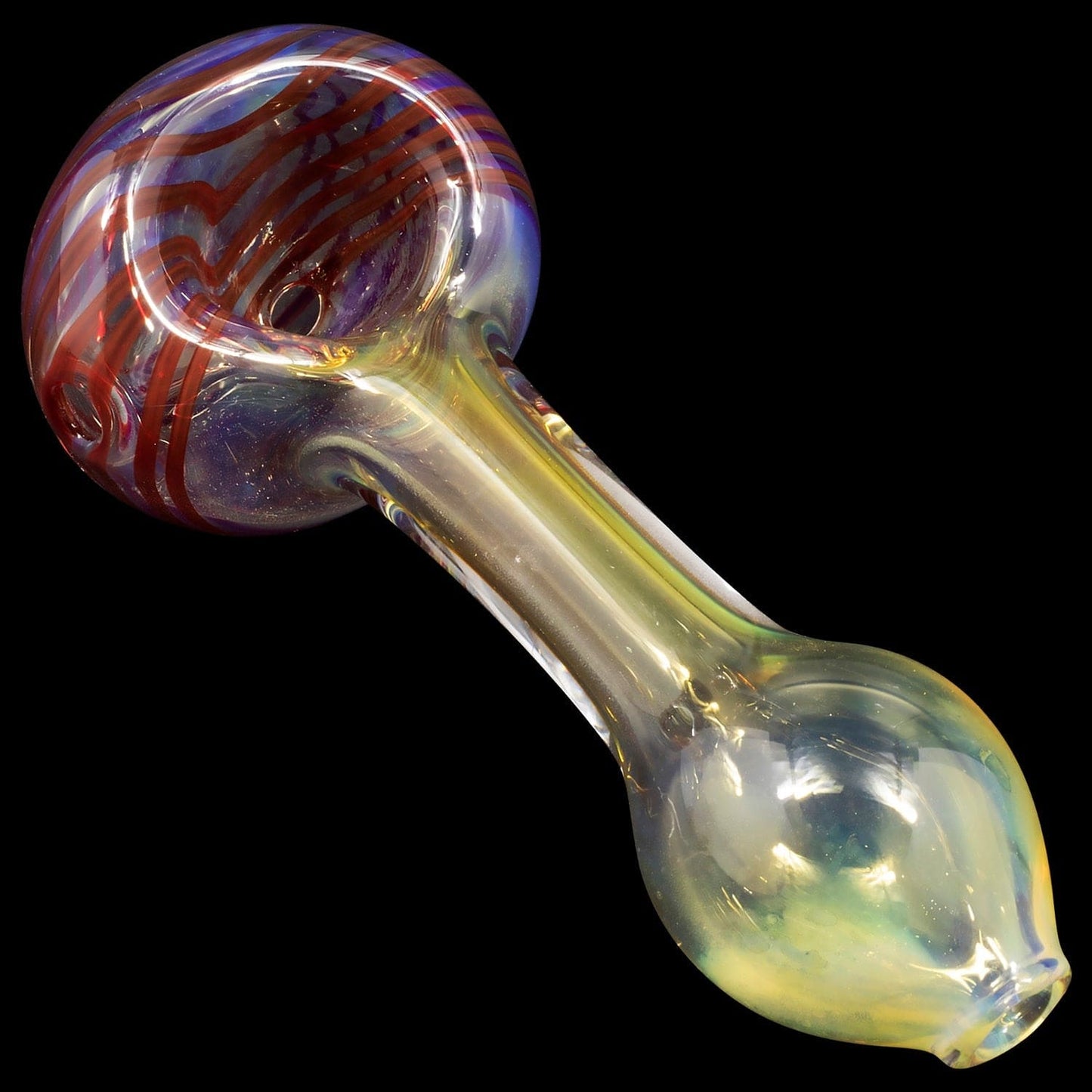 LA Pipes Hand Pipe Red / Large "Spiral-Head" Color Changing Glass Spoon Pipe