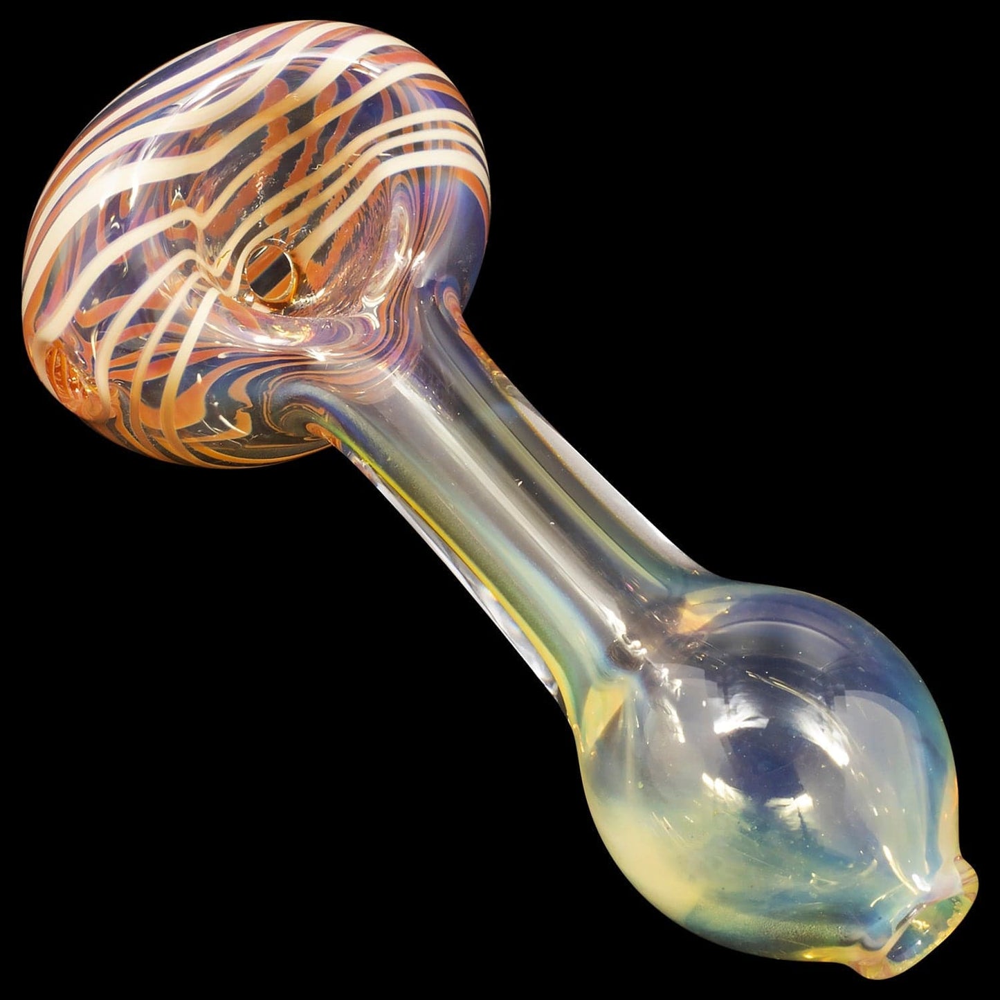 LA Pipes Hand Pipe Ivory / Large "Spiral-Head" Color Changing Glass Spoon Pipe
