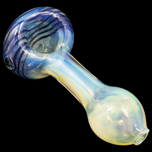 LA Pipes Hand Pipe Blue / Large "Spiral-Head" Color Changing Glass Spoon Pipe