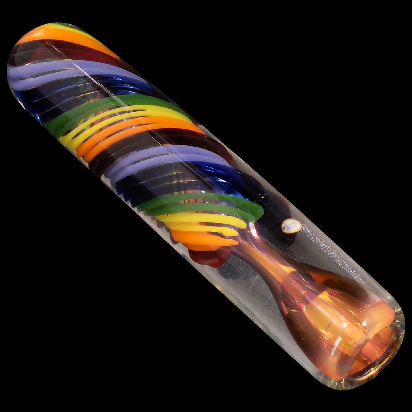 LA Pipes Hand Pipe "Twisted Rainbow" Fumed Glass Chillum