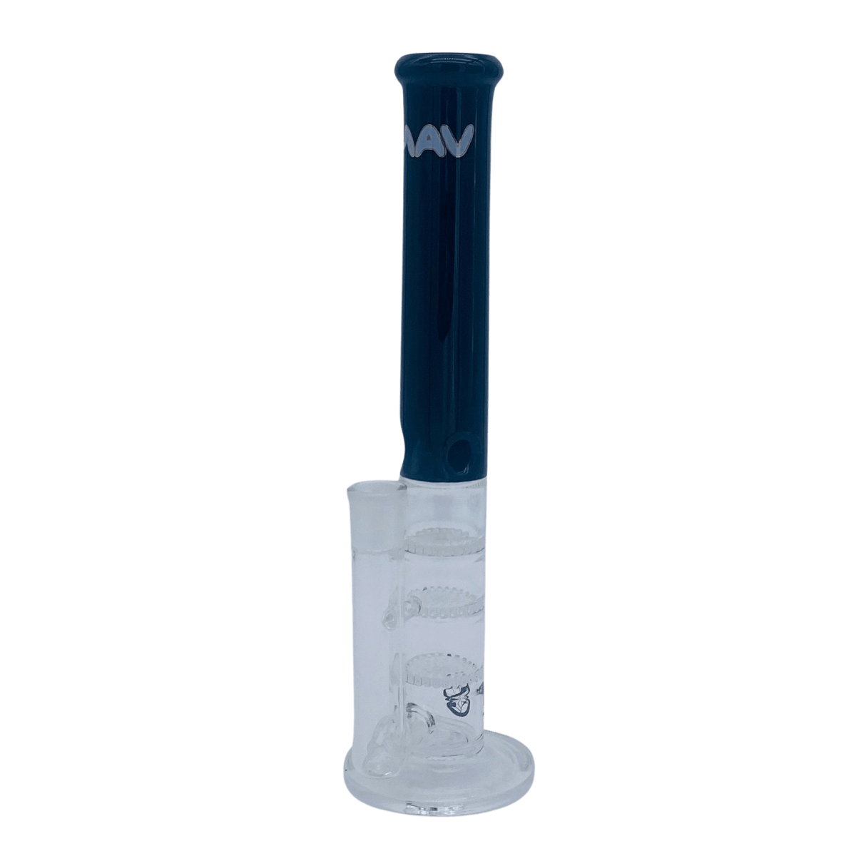 MAV Glass Bong Black Full Color Triple Honeycomb Perc Straight Tube