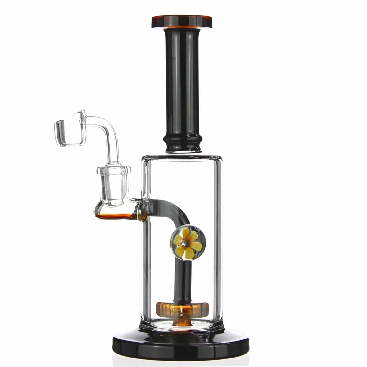 Benext Generation Glass Amber Implosion Flower Dab Rig