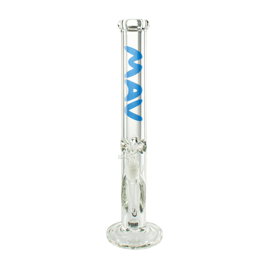 MAV Glass Bong LA blue 18" x 9mm Straight Tube