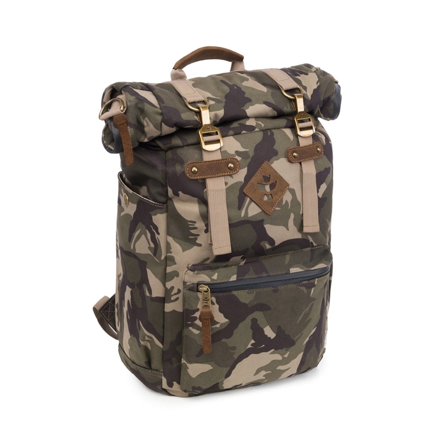 Revelry Supply Travel Bag Camo Brown The Drifter - Smell Proof Rolltop Backpack
