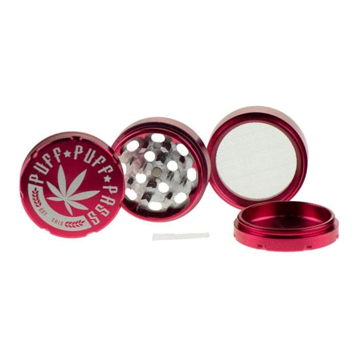 Puff Puff Pass Grinder Red 3 Stage 50mm Aluminum Grinder