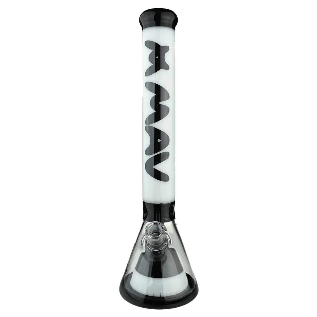 MAV Glass Bong Black and White 18" Manhattan Pyramid Beaker
