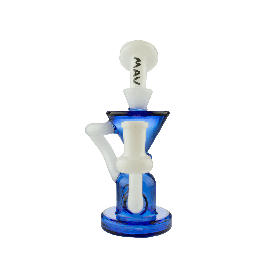 MAV Glass Dab Rig White and Ink Blue The Humboldt Mini Recycler