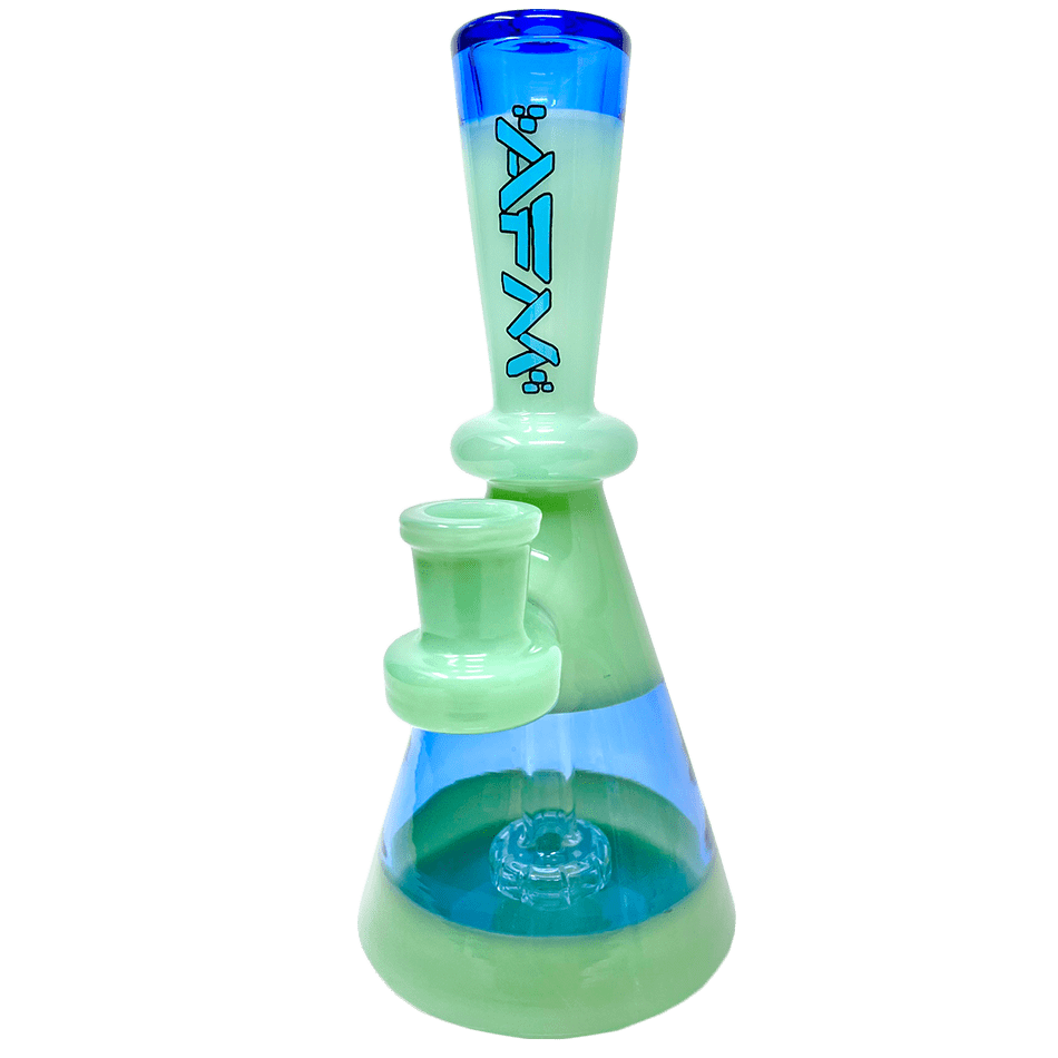AFM Smoke Dab Rig Ink Blue/ Mint 7.5" Double Double Glass Mini Dab Rig