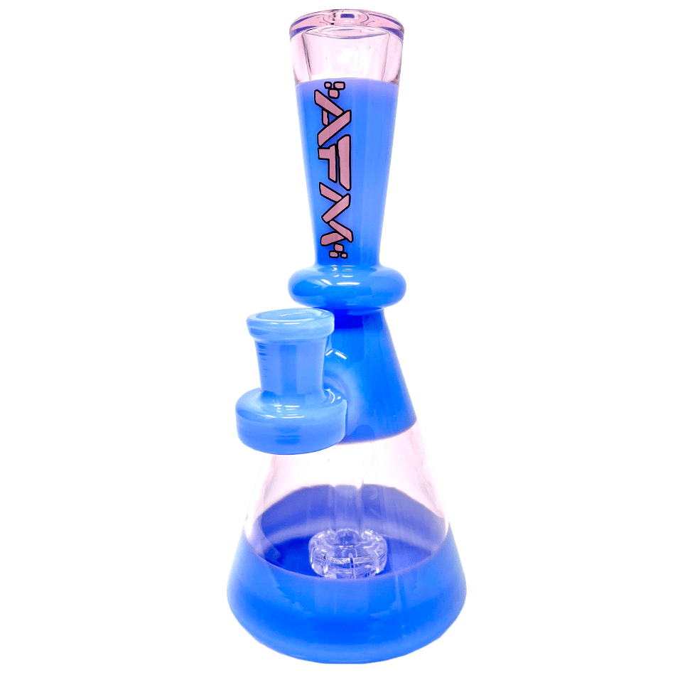 AFM Smoke Dab Rig Pink/ Jade Blue 7.5" Double Double Glass Mini Dab Rig