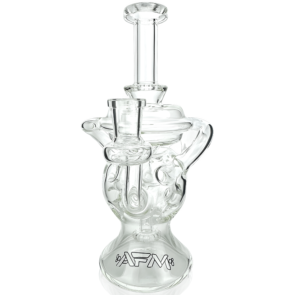 AFM Smoke Dab Rig Clear 9" Swiss Color Glass Recycler Dab Rig