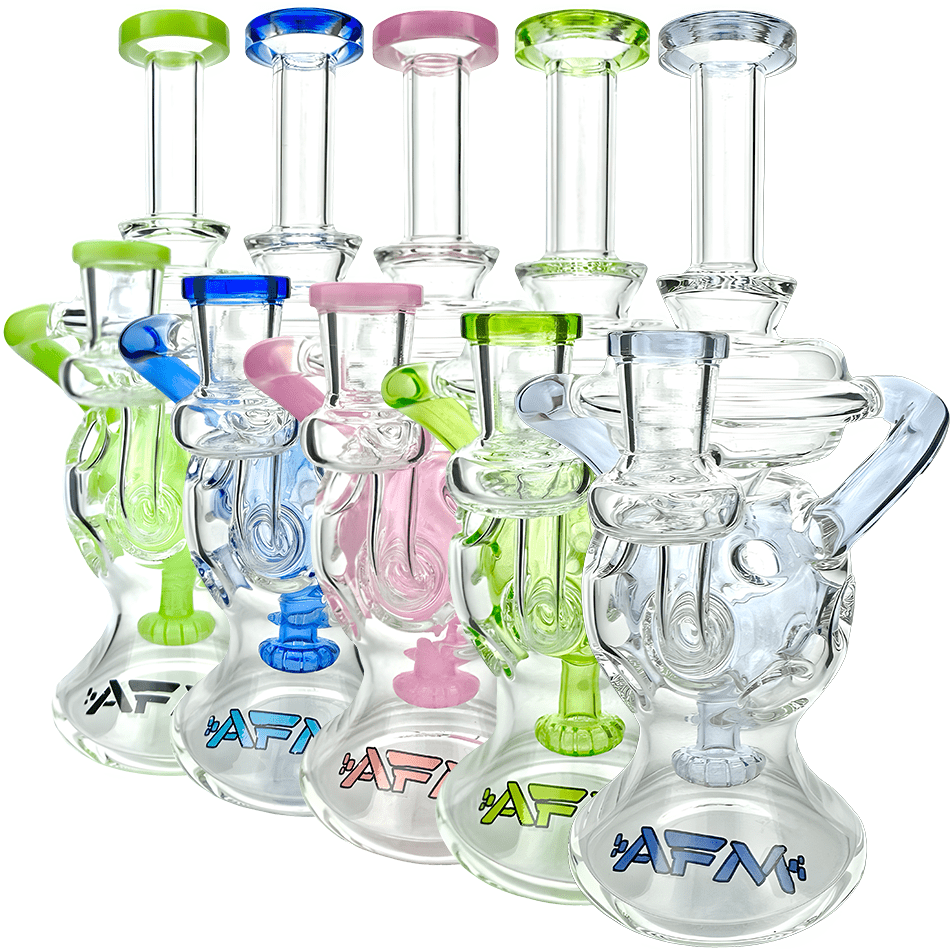 AFM Smoke Dab Rig 9" Swiss Color Glass Recycler Dab Rig