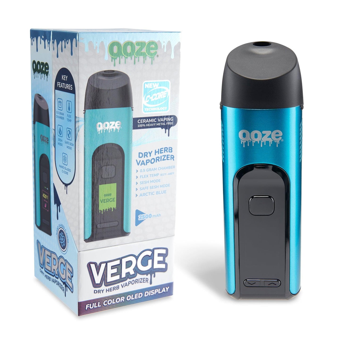 Ooze Batteries and Vapes Sapphire Blue Ooze Verge Dry Herb Vaporizer – 2500 mAh C-Core