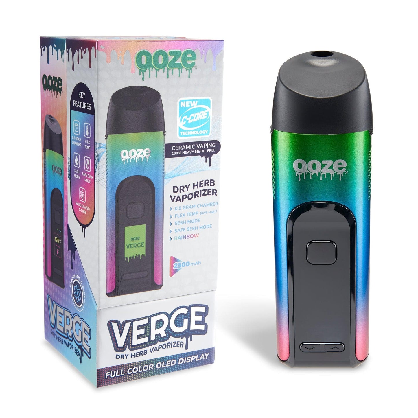 Ooze Batteries and Vapes Rainbow Ooze Verge Dry Herb Vaporizer – 2500 mAh C-Core