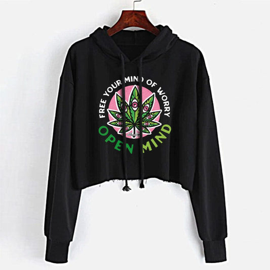 StonerDays Clothing SMALL Open Mind Crop Top Hoodie