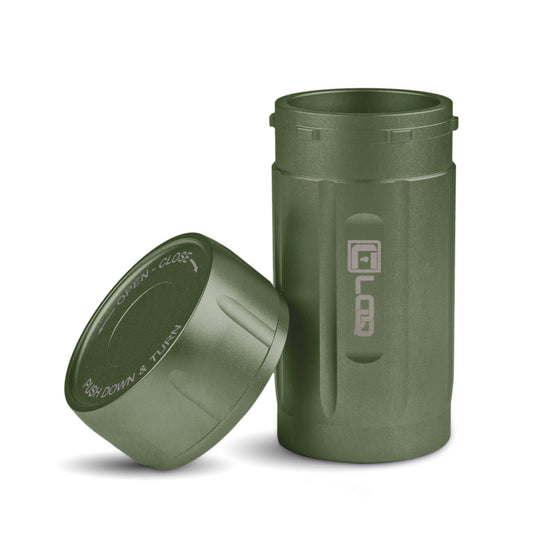 Canniloq TXD120GN Premium Herb Storage Canister, 120 CC, Zytel, Green Body, Green Cap