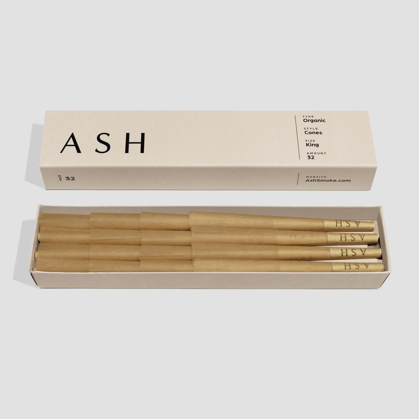 ASH Rolling Paper Pre-rolled Cones | Organic | 32 count | Box