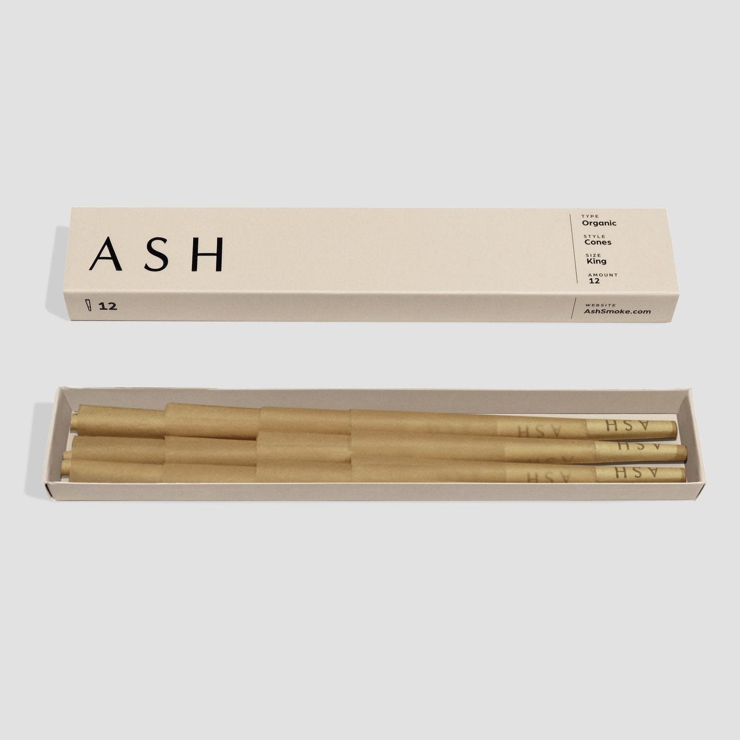 ASH Rolling Paper Pre-rolled Cones | Organic | 12 count | Box