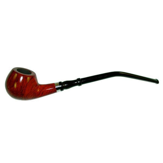 Gift Guru Pulsar Shire Pipes Churchwarden Cherry Wood Tobacco Pipe w/Bent Stem | 7.5"