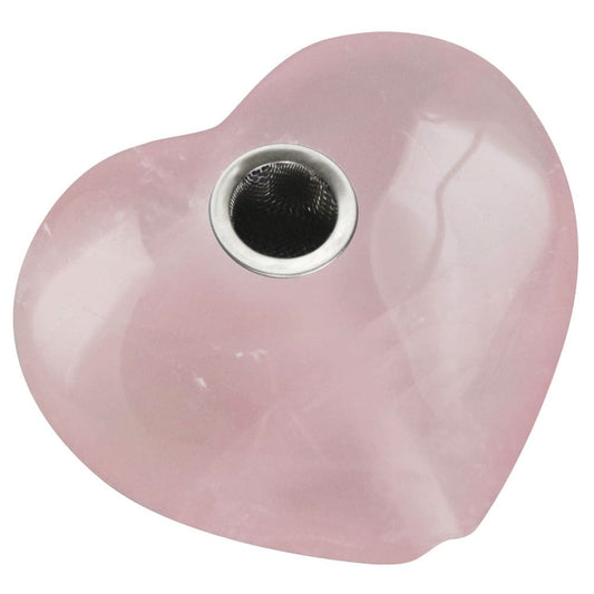 Gift Guru Hand Pipe Gemstone Hand Pipe | Rose Quartz Heart