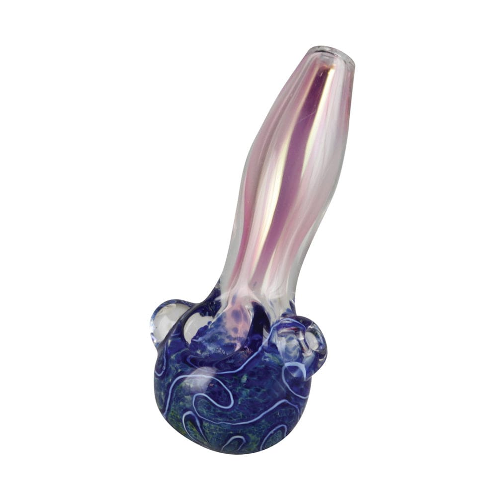 Gift Guru Hand Pipe Gold Fumed Blue Headed Spoon Pipe