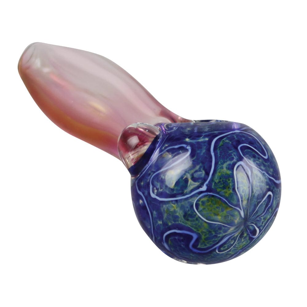 Gift Guru Hand Pipe Gold Fumed Blue Headed Spoon Pipe