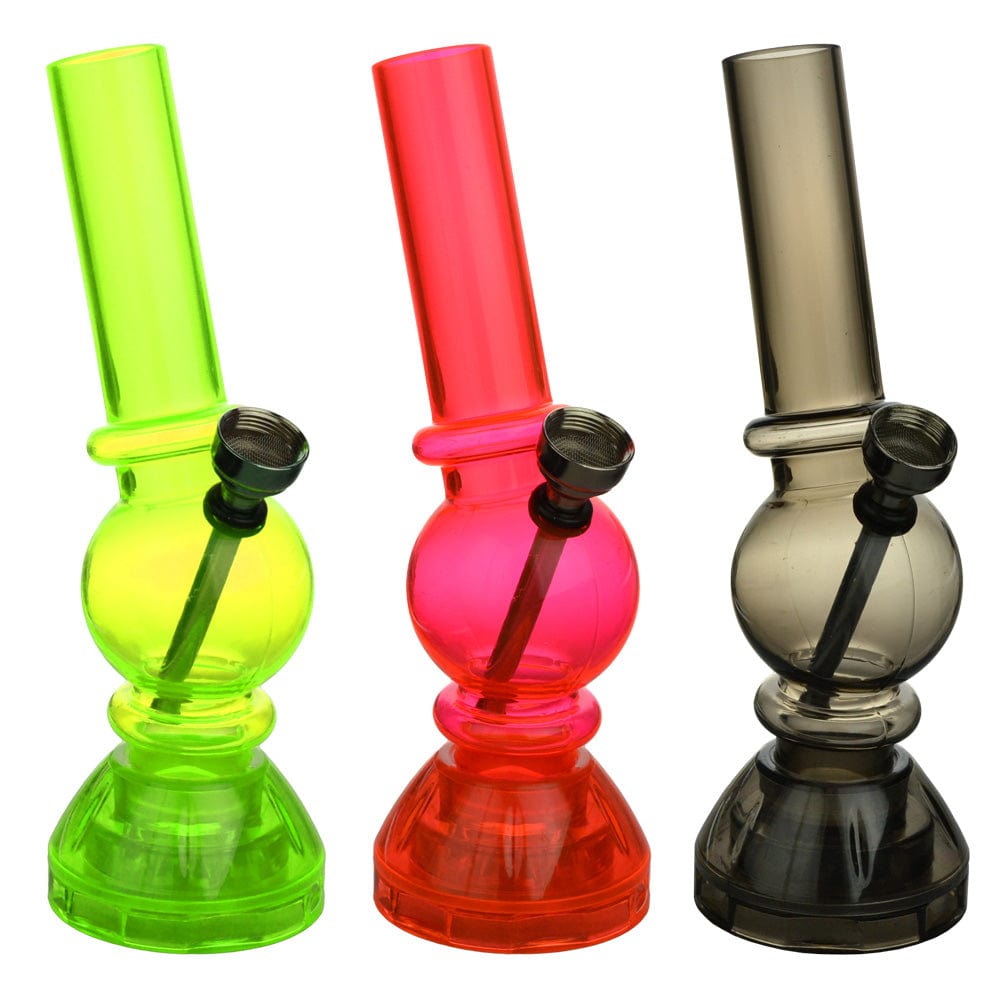 Daily High Club Bong Angled Mini Acrylic Water Pipe w/ Built in Grinder Base - 6.5