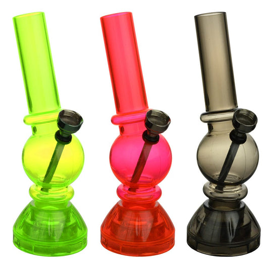 Daily High Club Bong Angled Mini Acrylic Water Pipe w/ Built in Grinder Base - 6.5"